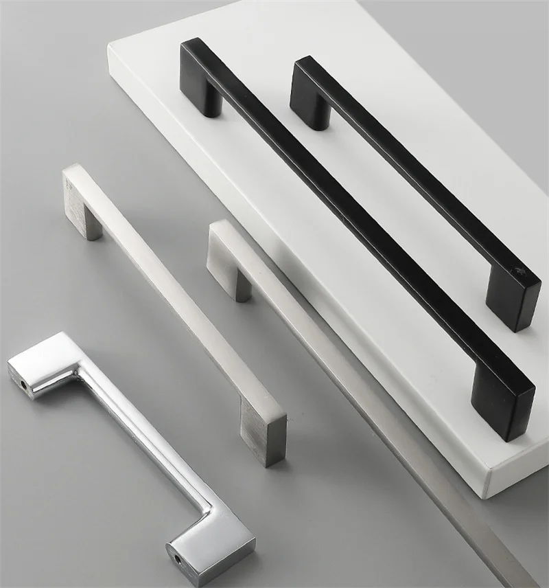 96-320mm Long Bar Cabinet Handles Wardrobe Door Handles Black Gold Drawer Knobs Kitchen Shoe Door Pulls For Furniture Accessrios