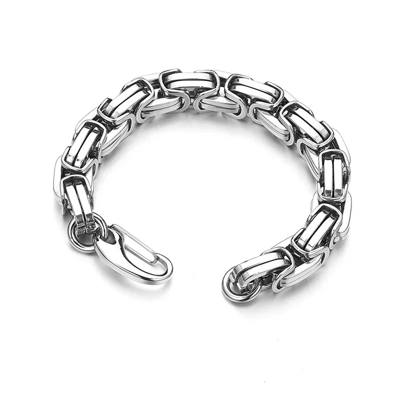 Византийские браслеты-цепочки для мужчин, очаровательный браслет в стиле хип-хоп на руку, большой браслет из нержавеющей стали, подарки для мужских аксессуаров Византийские браслеты-цепочки для мужчин, очаровательный браслет в стиле хип-хоп на руку, большой браслет из нержавеющей стали, подарки для мужских аксессуаров