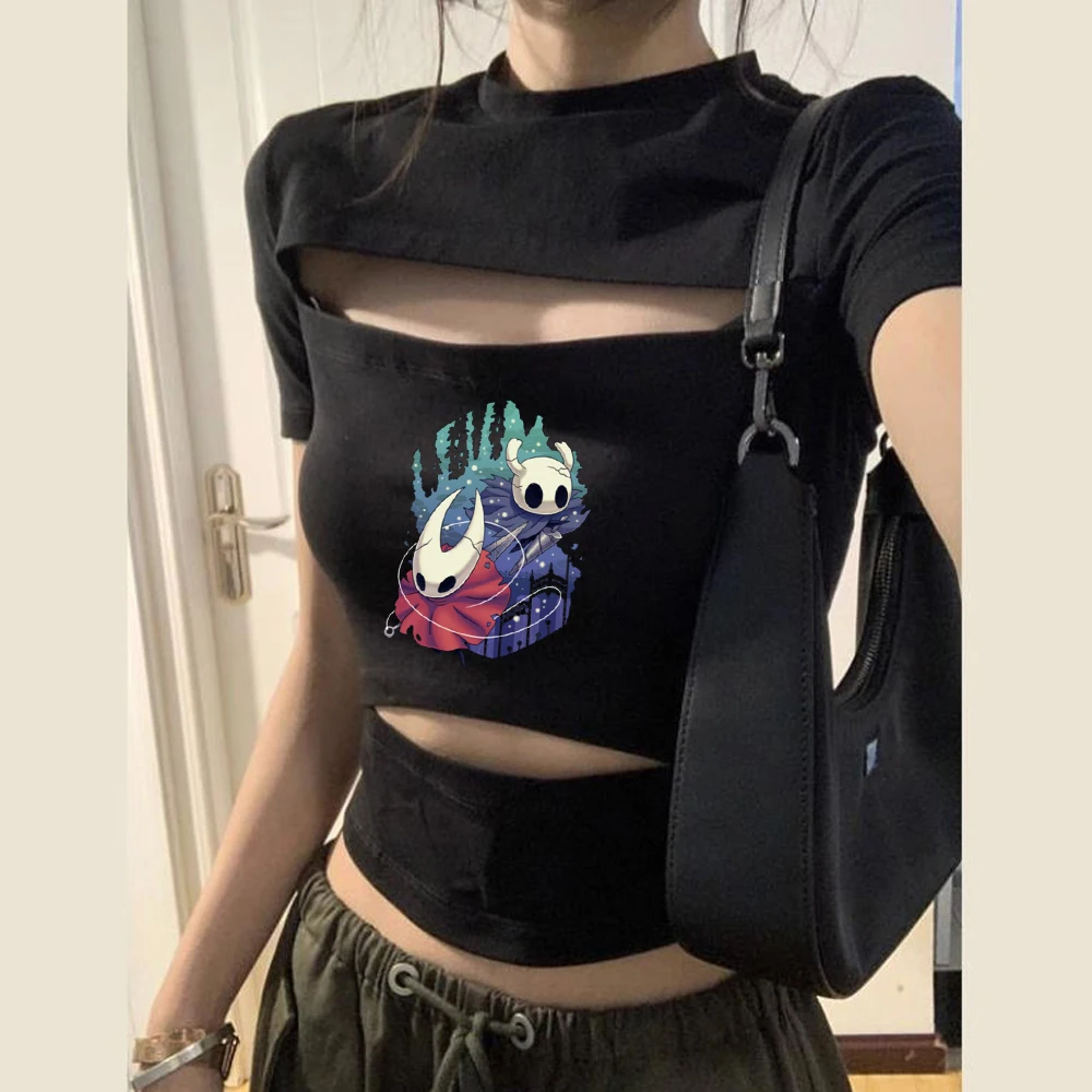 Hollow Knight crop top shoujo cutecore party clearance sales alternative  cheap t-shirt manga funny cutecore y2k gothic