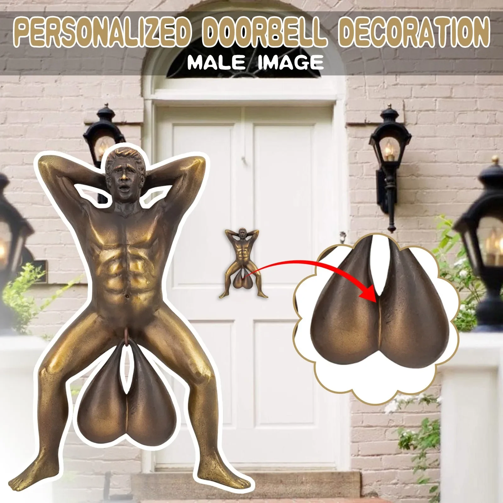 Funny Knocking Ornaments,Doorbell Sounding  Door Decoration Resin Pendant