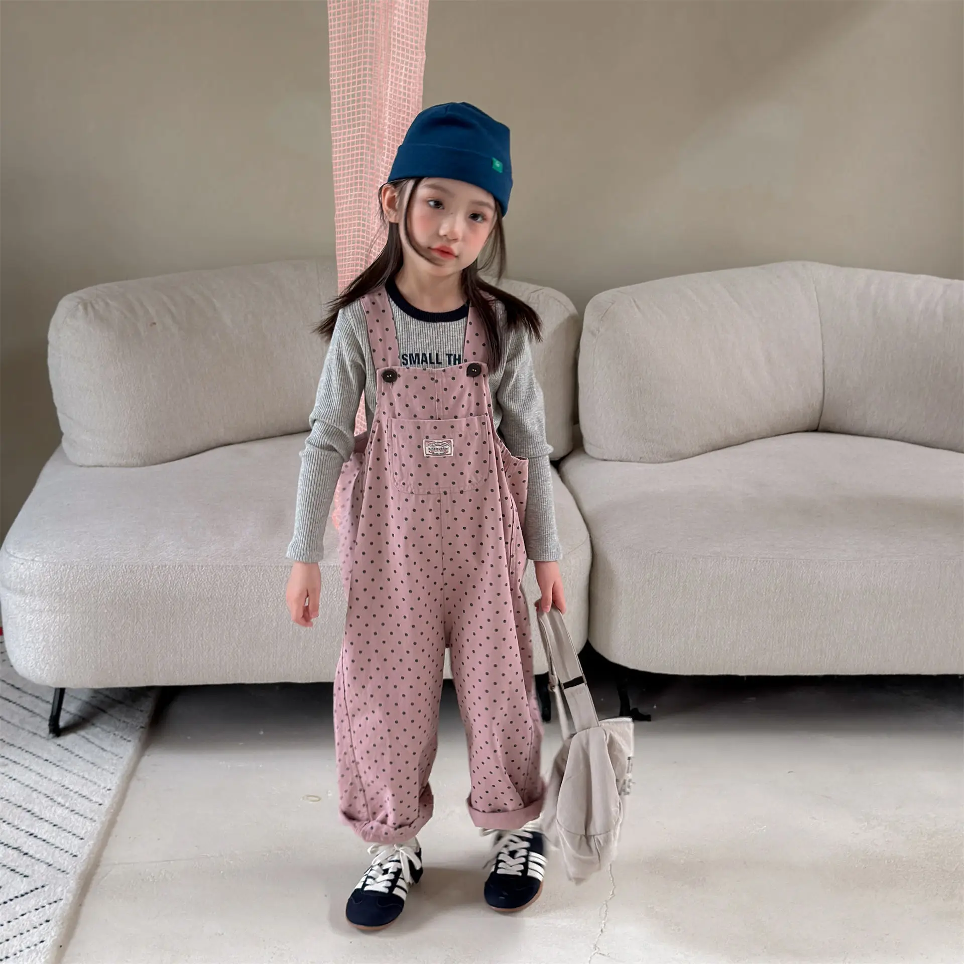 2026 Autumn New Children Plaid Overalls Girls Loose Wide Leg Pants Boys Fashion Versatile Casual Pants Kids Strap Trousers