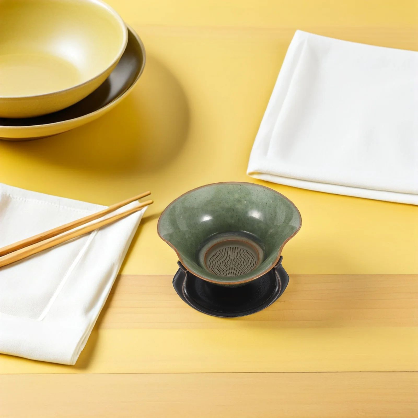 

1Set Ceramic Porcelain Tea Infuser Filter Loose Leaf Tea Strainer Tool Fine Mesh Vintage Chinese Style Loose Leaf Strainer Tool