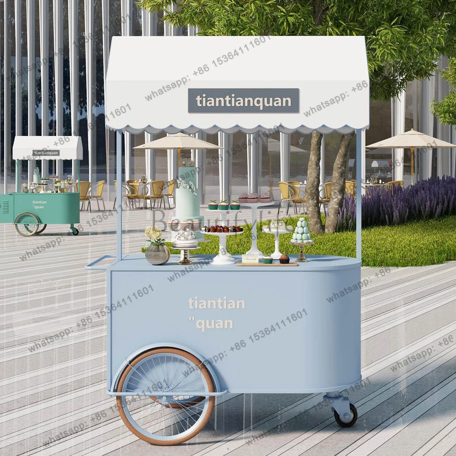 Outdoor market stall trolley snack milk tea shop cold drink dining car