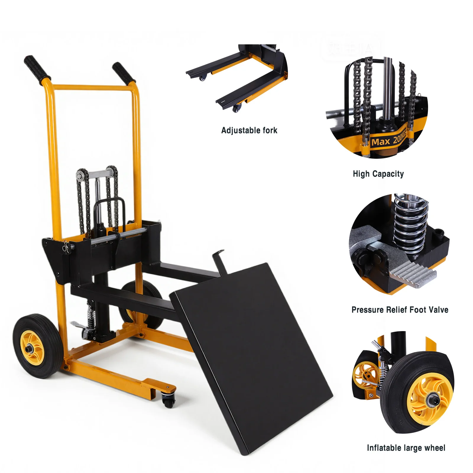 

Mini Forklift Hand Push Loading Trolley with Swivel Wheels Mini Household Lift Truck Lightweight for Household Warehouse Factory
