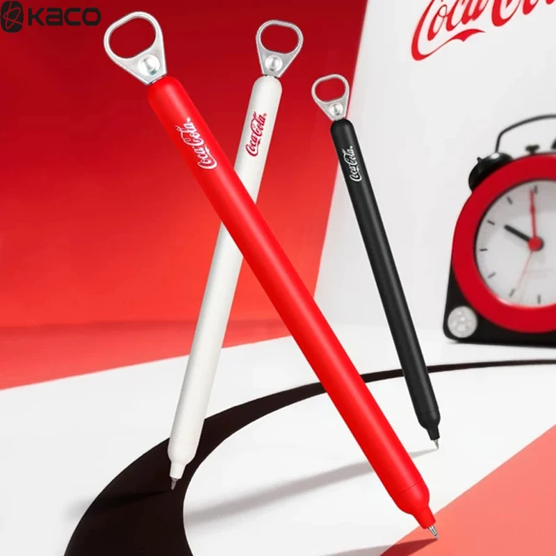 قلم جل محدود من KACO Coca-Cola، Kawaii Cherry Pull-Tab Ins لتخفيف الضغط، Canetas 0.5 مم أسود للواجبات المنزلية واللامتحان والمخطط