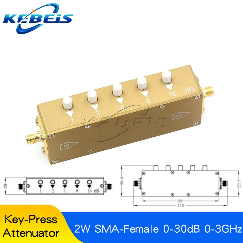 1PCS Key Press 2W 5W N Type SMA RF Adjustable Button Signal Attenuator 0-30dB 60dB 90dB Button Step Adjustable Attenuator 0-4GHz