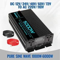 Inversor de onda sinusoidal pura DC 12v/24v/48v/60v/72v a AC 110v/220v 6000W 5000W 4000W 3000W 1600W convertidor inversor de energía Solar para coche