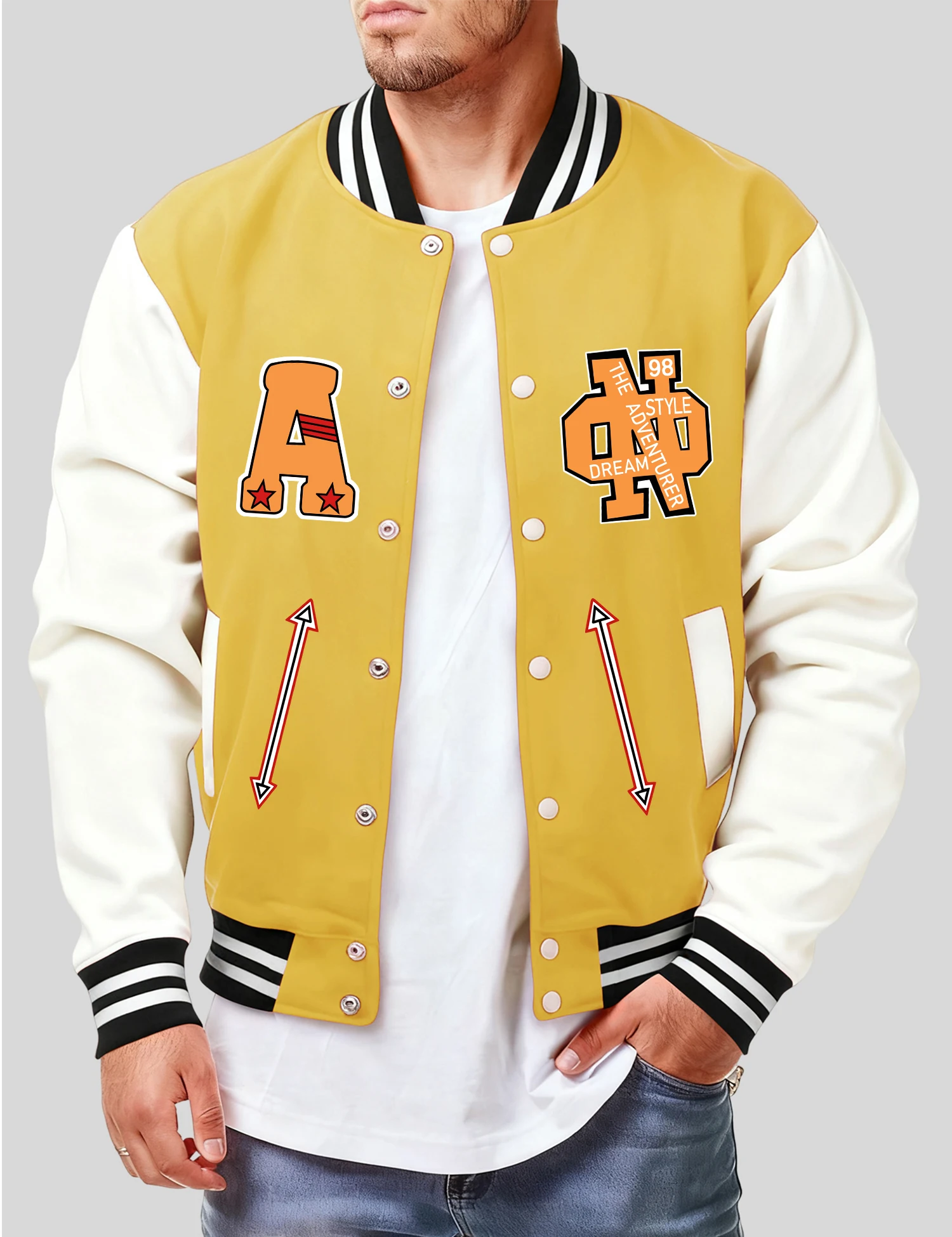 

Мужская бейсбольная куртка в стиле приключений 98 с принтом, повседневная одежда, осенний свободный трикотаж, флисовое винтажное универсальное пальто унисекс