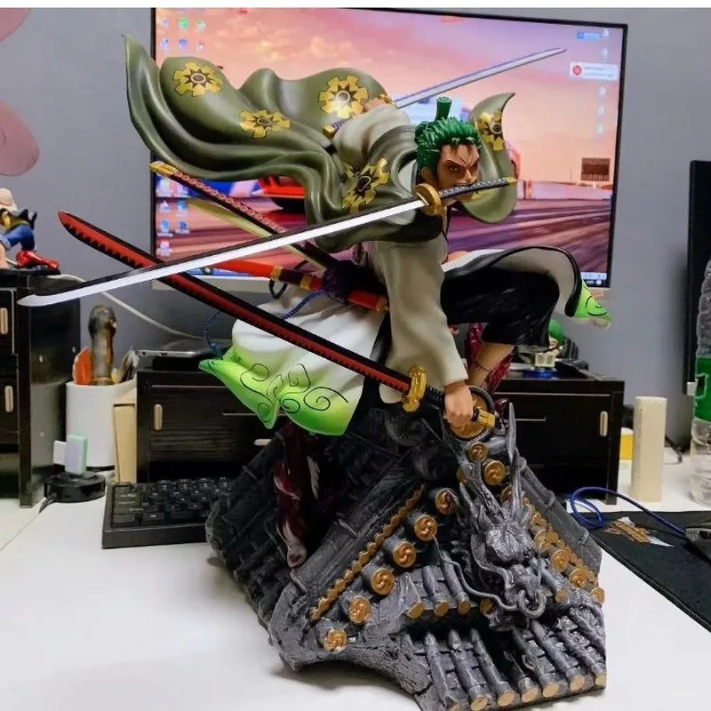 One Piece Sammler-Actionfigur Gk Roof Kimono Roronoa Zoro Drei-Messer-Kampffähigkeit Anime-Modell