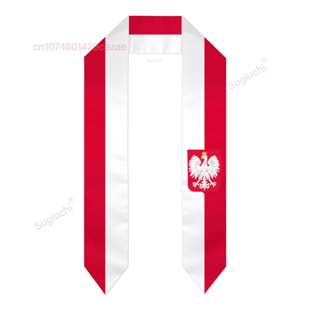 Poland Flag Thick Graduation Sash Stole Scarf Double Sided Honor Stole For Graduation Students Class Of 2025