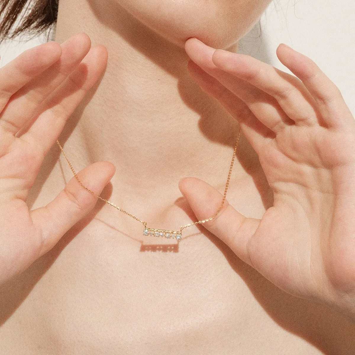 Single row drilled pendant pendant necklace - straight-line pendant with an 