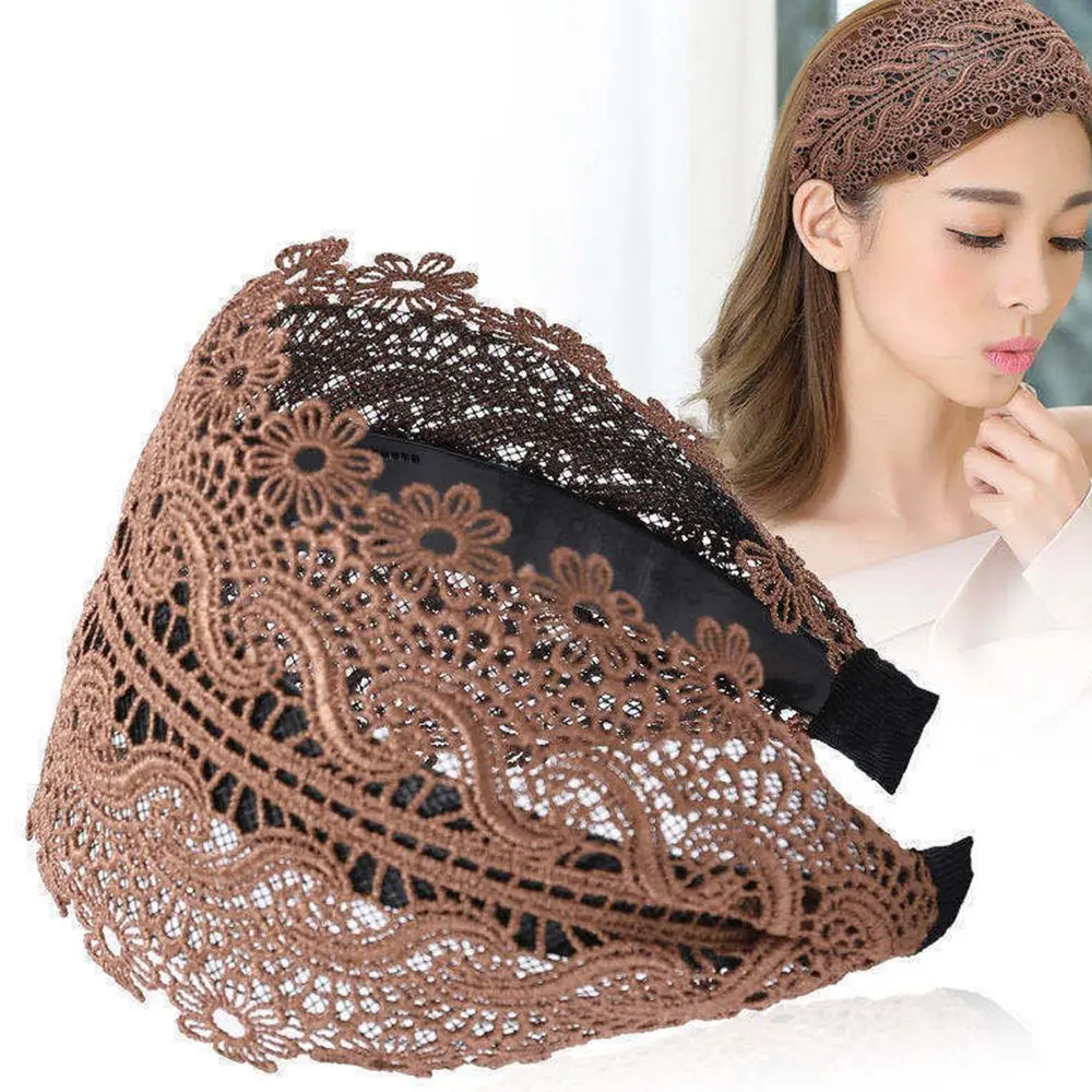 Ornament Cloth Fashion Design Face Wash Make up Women Hair Accessories Wide Side Hairband Korean Style Hair Wear Lace Headband