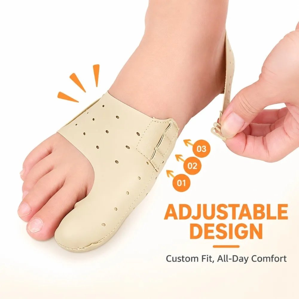 Leather Material Hallux Valgus Corrector Thin Lightweight Breathable Design Toe Sleeves Corrector Day Night Wear