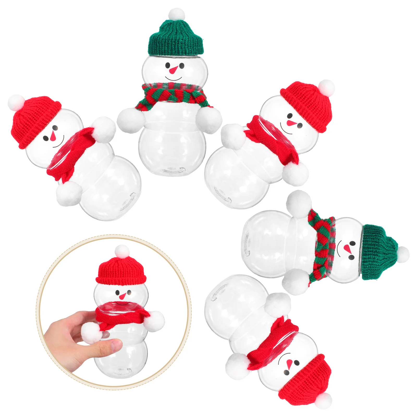 

10Pcs Christmas Snowman Plastic Bottles Reusable Juice Containers Leakproof Caps Party Favors Milk Smoothies Storage