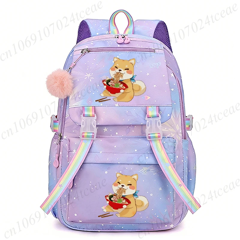 Cute Shiba Loves Bubble Tea Student School Backpack, Cartoon Dog Bubble Tea Graphic School Bag,stylish Casual Teenager Backpack