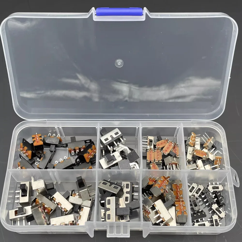 8 types of toggle switches boxed with 70 single-row in-line small micro power supplies 3-pin button sliding 2-position fluctuati