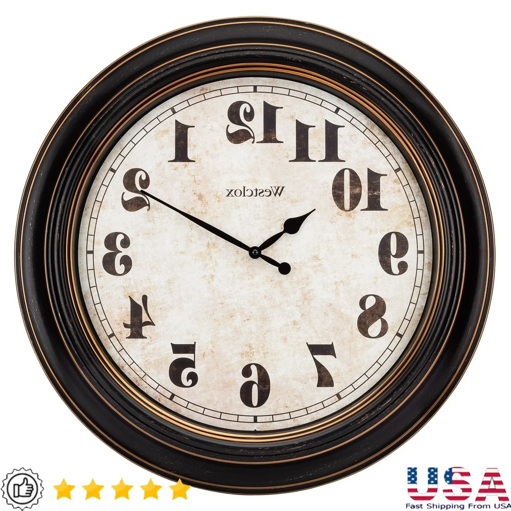 

Oversized Classic Analog Wall Clock Quartz Movement Battery Operated 24 Inch Round Glass Lens Decorative Home Office