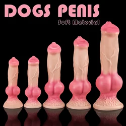 Oversized Dog Dildos Anal Plug Soft Penis Anal Dilator Phallus with Suction Cup Stimulate Vagina Anus Masturbator Dick Sex Toys