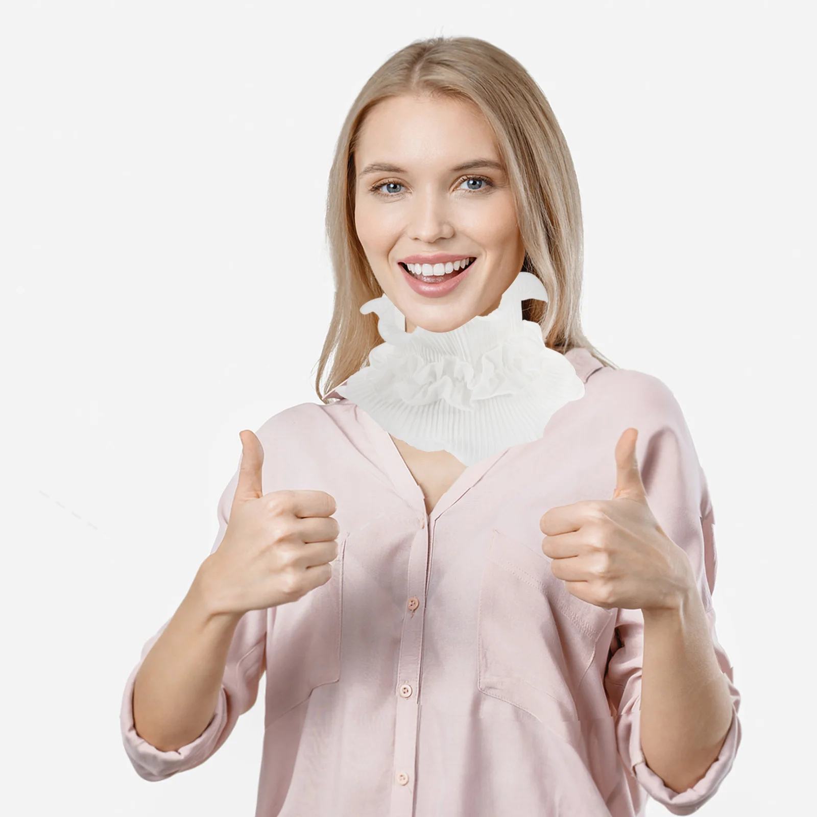 

Detachable Faux Collar White Ruffle Neck Versatile Shawl Scarf For Women Warm Knitwear Office Casual Wear Lightweight