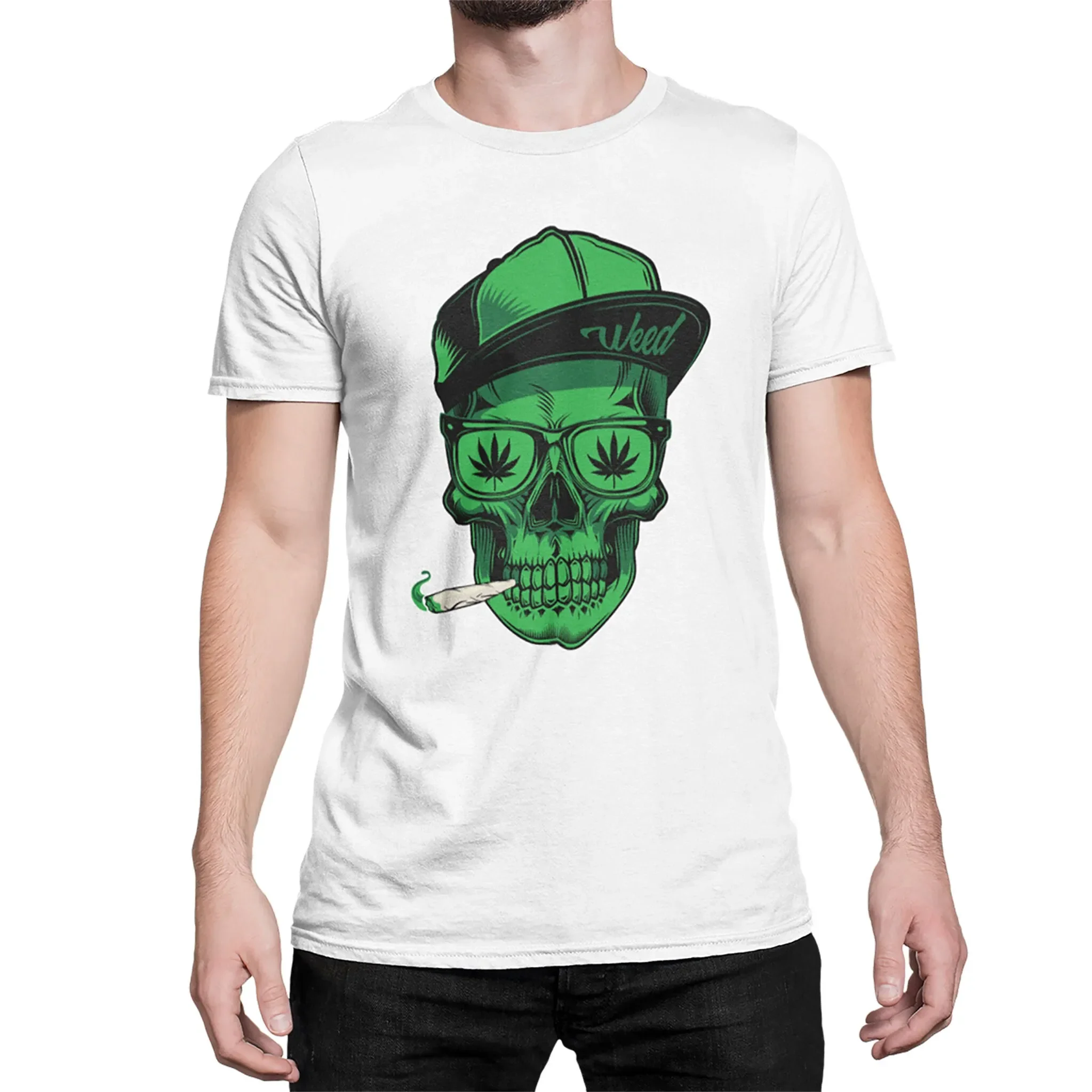 High Quality Men s T Shirt in Hip Hop Style Motif Skull W Black White Grey Regular Fit Size 5XL