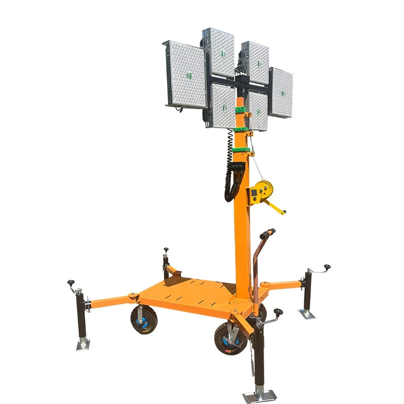 Hand-pushed mobile lighting lighthouse emergency floodlight for construction site construction at night
