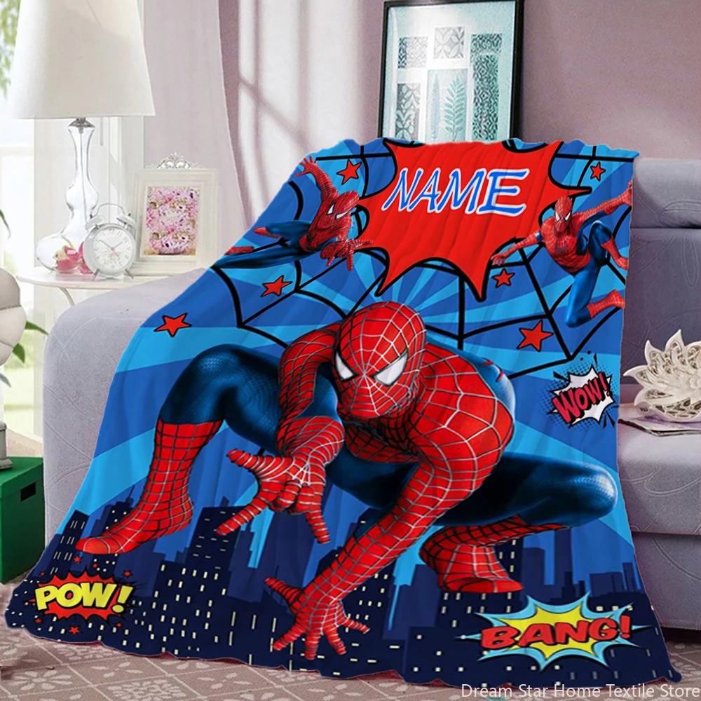 Couverture personnalisée avec nom personnalisé, couverture Marvel Spider Man, couverture douce et moelleuse pour enfant et adulte, couverture de canapé-lit, cadeau