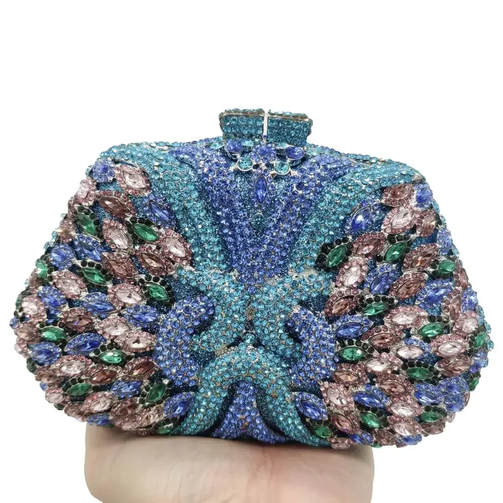 Boutique De FGG (in stock) Multicoloured Women Crystal Bags Evening Clutches Purses Party Cocktail Rhinestone Minaudiere Handbag