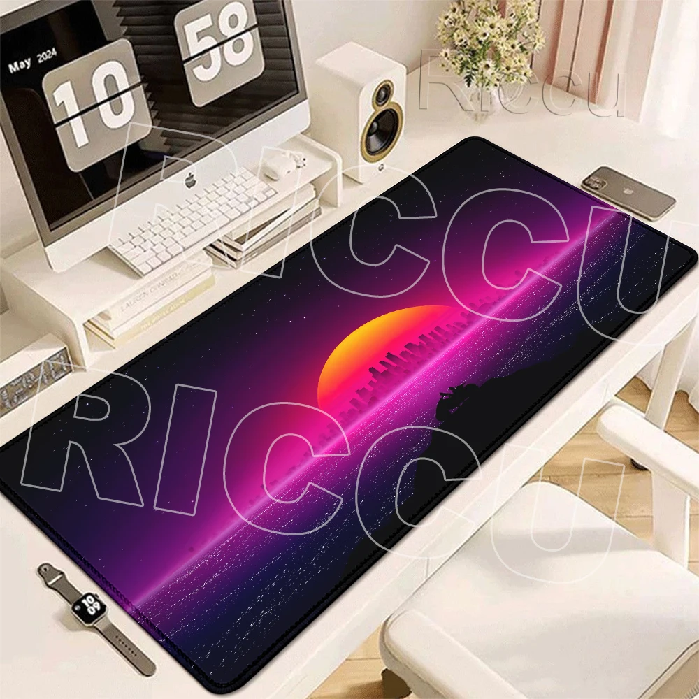 Cyberpunks Neon City Night View Large Gaming Mouse Pad Office Game Accessories Cool DeskMat Computer Keyboard Mat Anti-slip Pads
