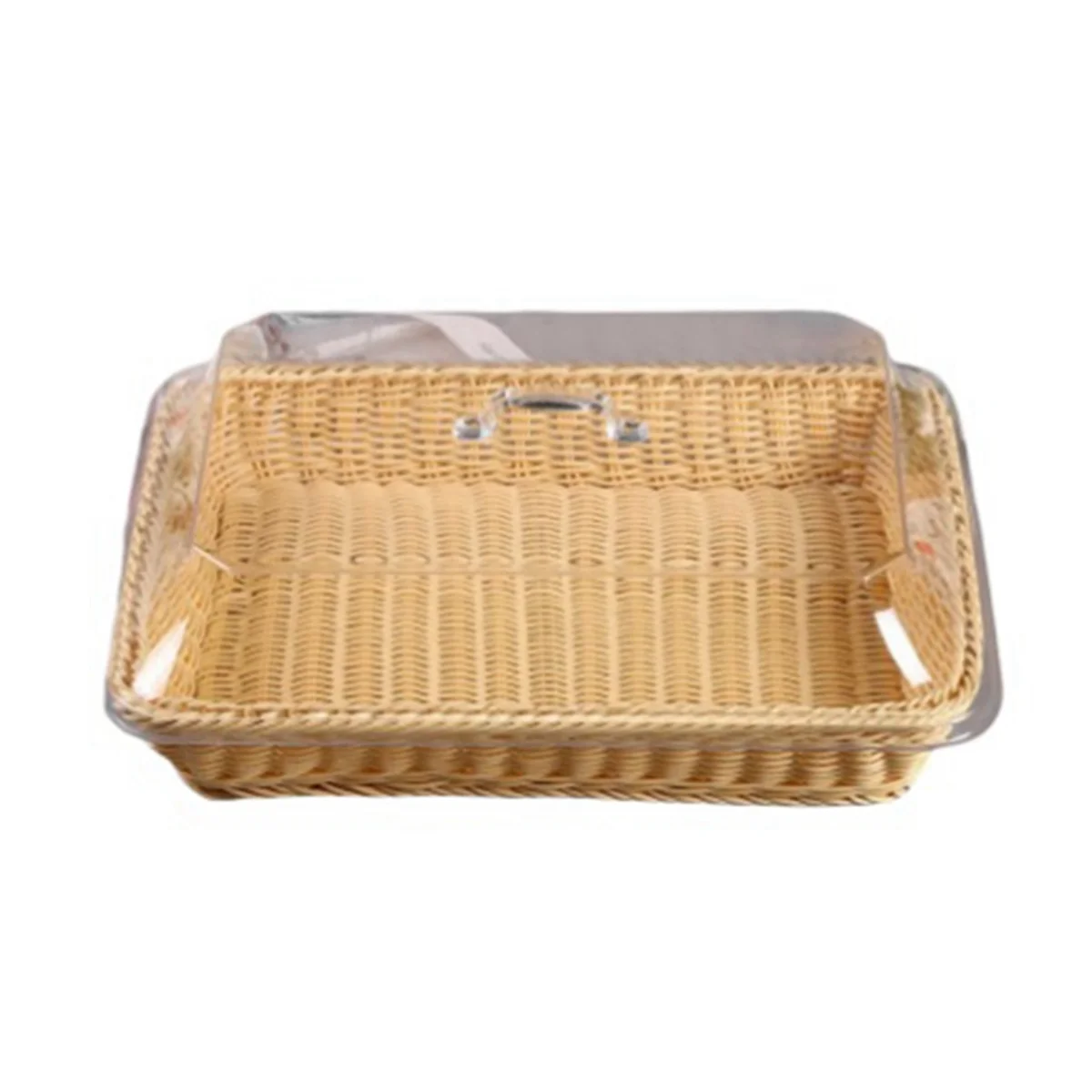 

A25F-Basket with Lid,Basket with Lid for Food,Tabletop Food Serving Basket,Woven Picnic Basket,Bread Basket for Serving Beige