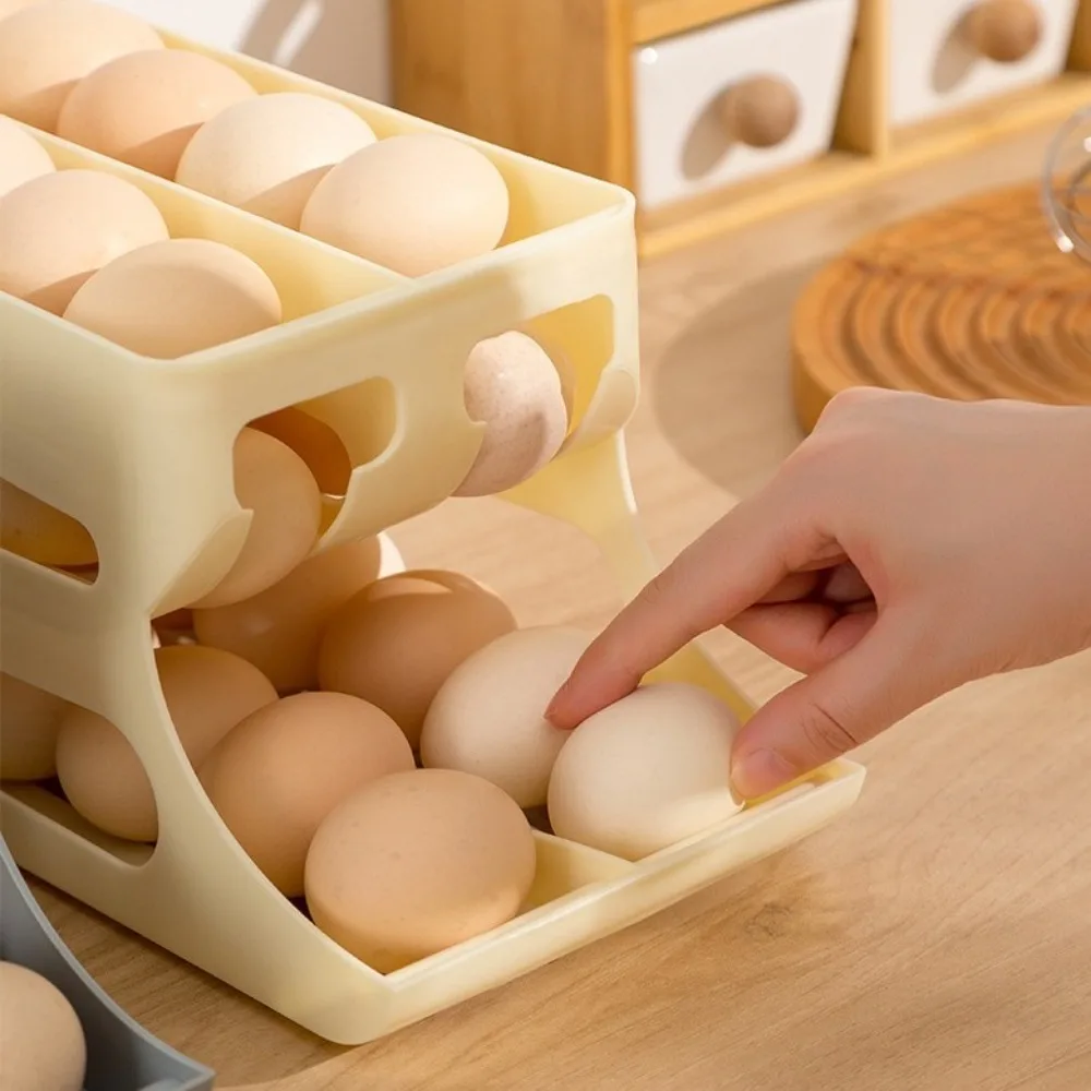 Slide Organizer Automatic Egg Roller Two Tier Large Capacity Egg Roller Rack Kitchen Dedicated Household