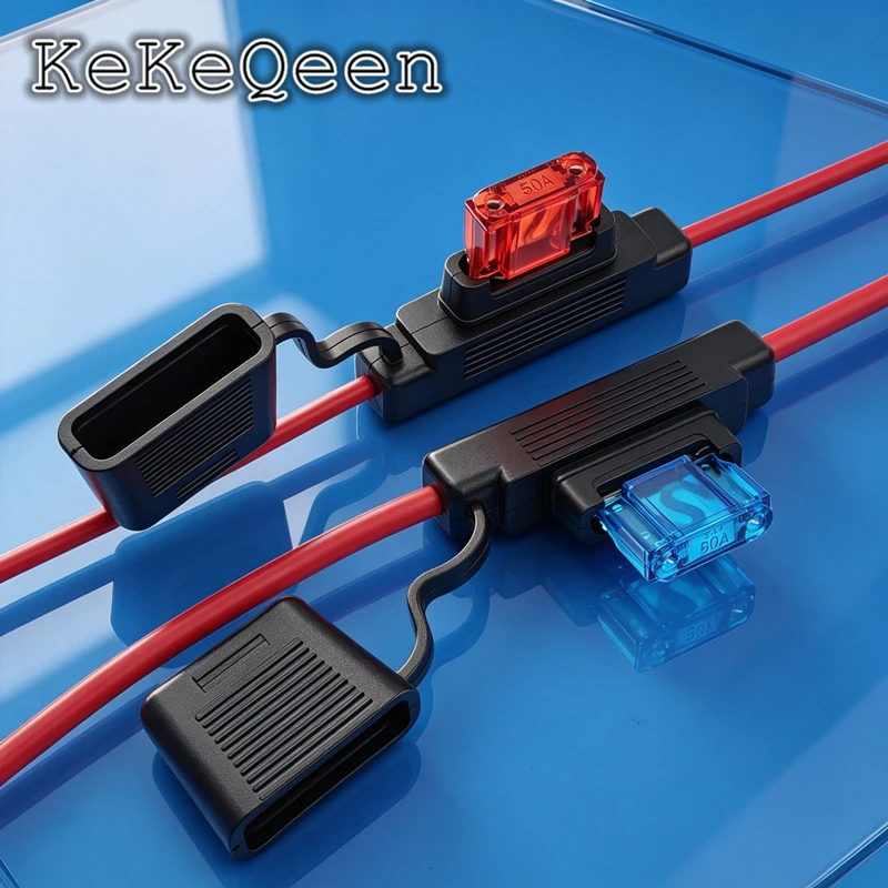Original New 8AWG 10AWG Maxi Car Fuse Holder 20A-120A Waterproof Automotive With Cover Inline Auto With Maxfuse 50A 60A 80A 100A