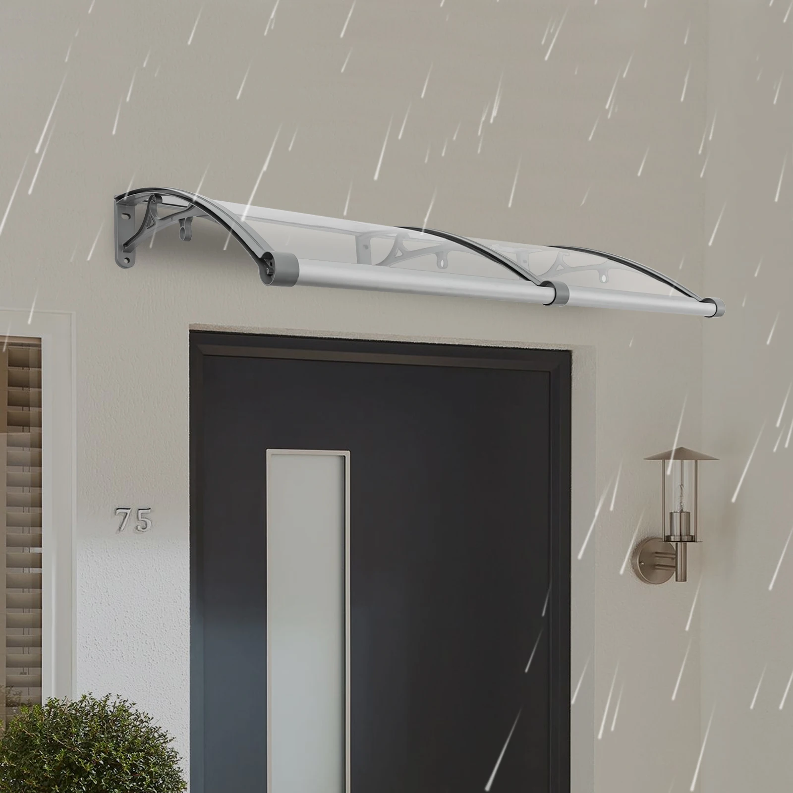 Vordach für Haustür 120 X 60 cm Transparentes Bogen-Vordach Aluminiumlegierungs-Halterung Maximallast 440,92 lbs Dach-Vordach Regenschutz – Detail 13