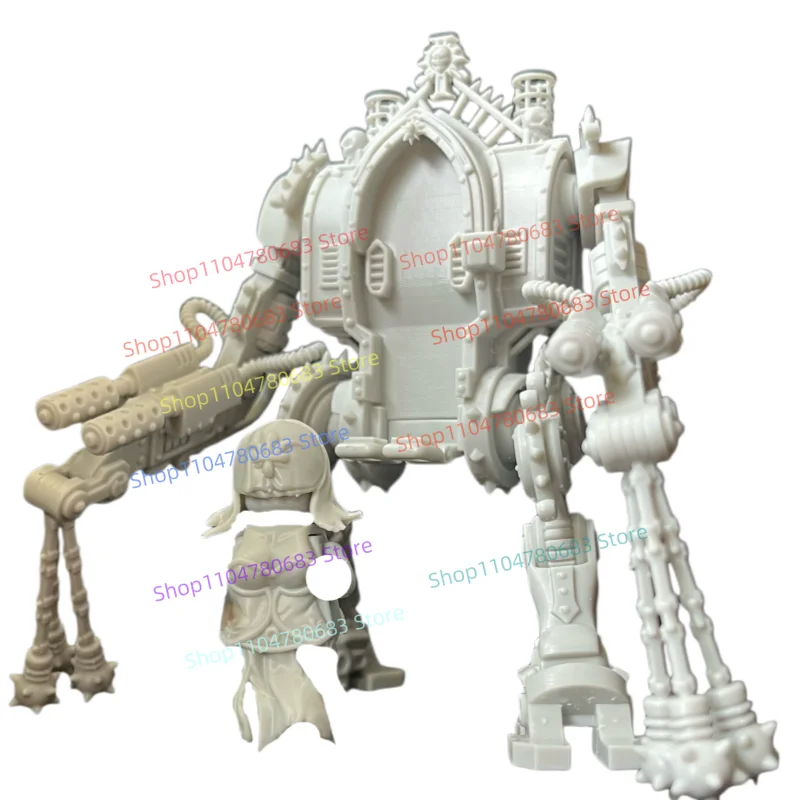 

MOC Building Block Minifigure, Unpainted White Mold Combat Mecha, Assembly Model Ornament, Anime Game Toy Gift for Collection