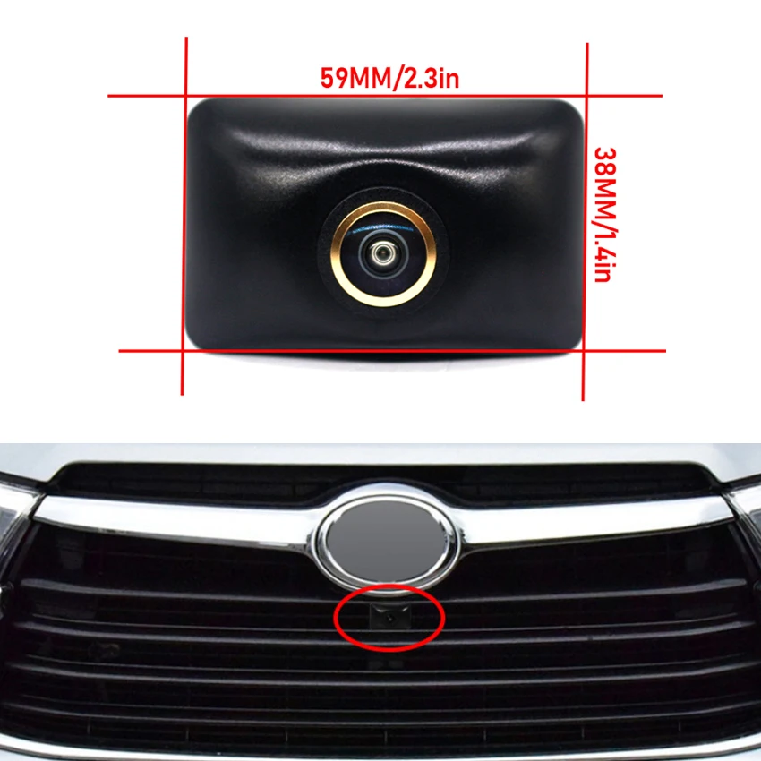 Car Front Camera For Toyota Highlander XU50 2014 2015 2016 2017 CCD HD AHD Night Vision Fish eye Lens Auto Forward Camera