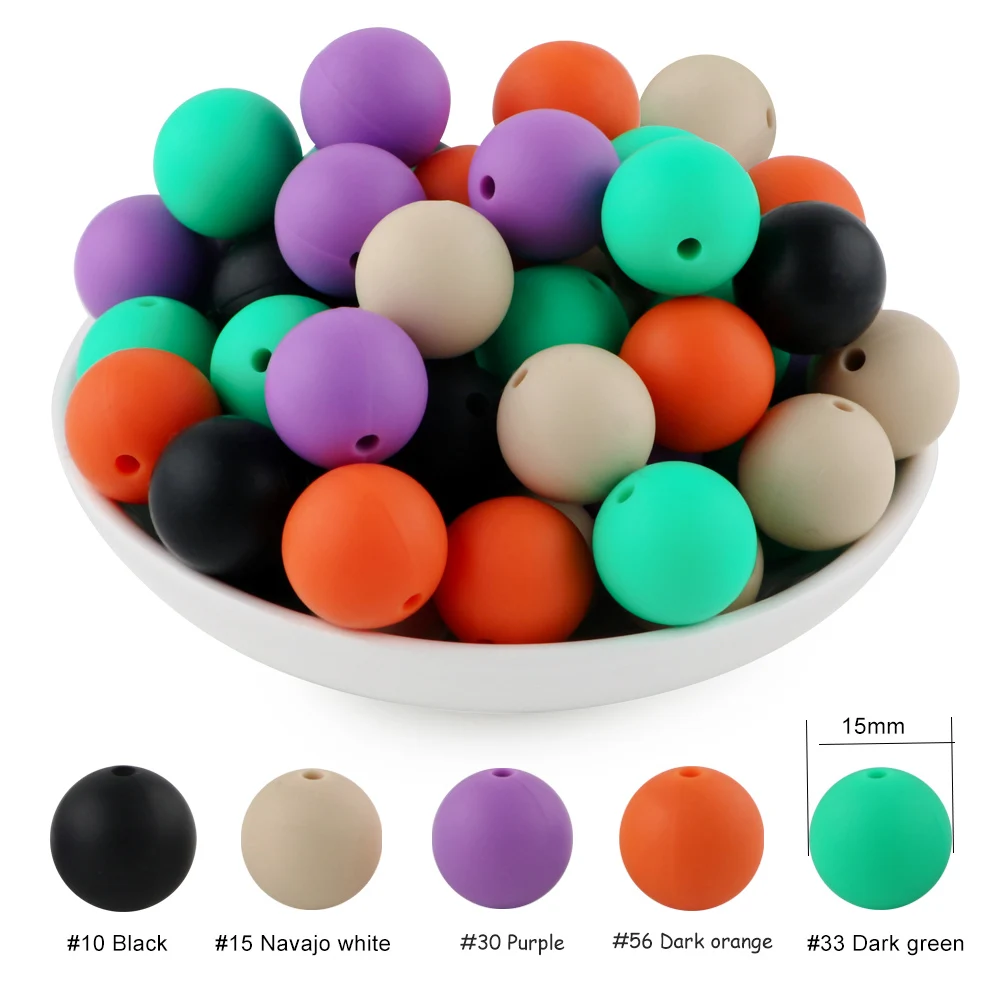 Halloween Silicone Focal Beads Round Beads Silicone Lentil Beads Set Use For Beadable Pen Keychain DIY Handmade Accessories