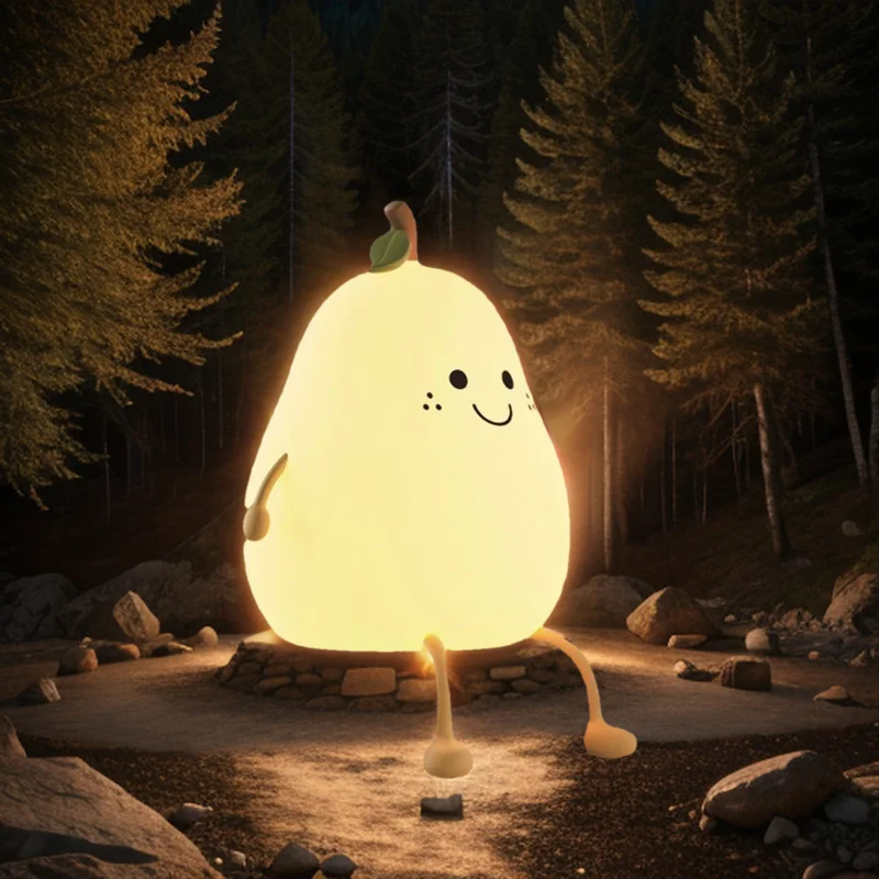 Pear ซิลิโคน Light, LED NightLight, ชาร์จ, เปลี่ยนสีบรรยากาศโคมไฟ, ห้องนอนตกแต่งข้างเตียง, วันหยุดคู่ของขวัญ