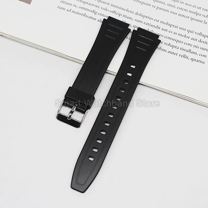 ​ ​ حزام ساعة راتينج أسود خفيف الوزن لساعة كاسيو W-800H W-217H W753 AQ-S800W AQ-80 AQ-82 اتصال محدب 18 مم للمتانة ​ ​