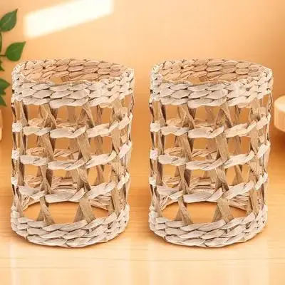 

2pcs Insulator Sleeves Glassware Covers Creative Vase Rattan Cover Heat Resistant Drinking Sleeve Hollow Design Household Cup