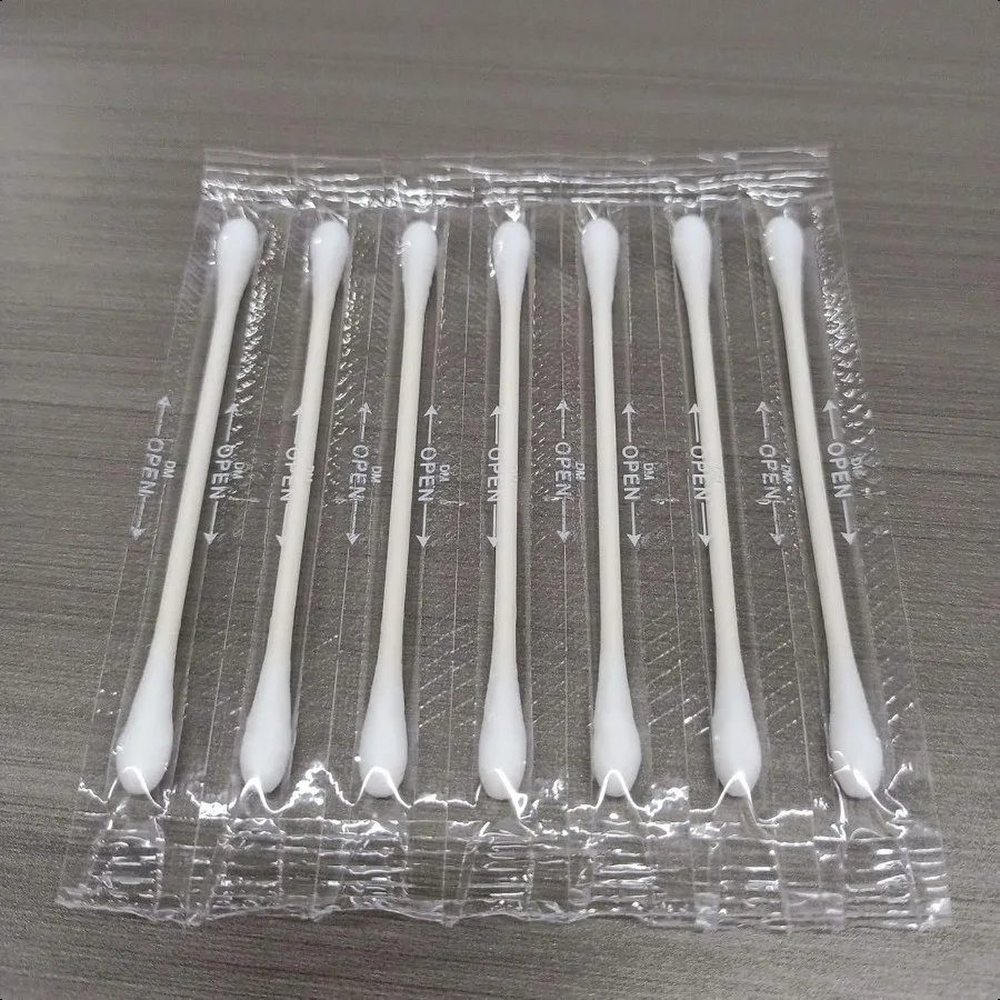 Cotton Swab Individually Wrapped 200 Count Natural Cotton Buds Double Tipped Cotton Tips for Ear Beauty Care Cleaning White Dou