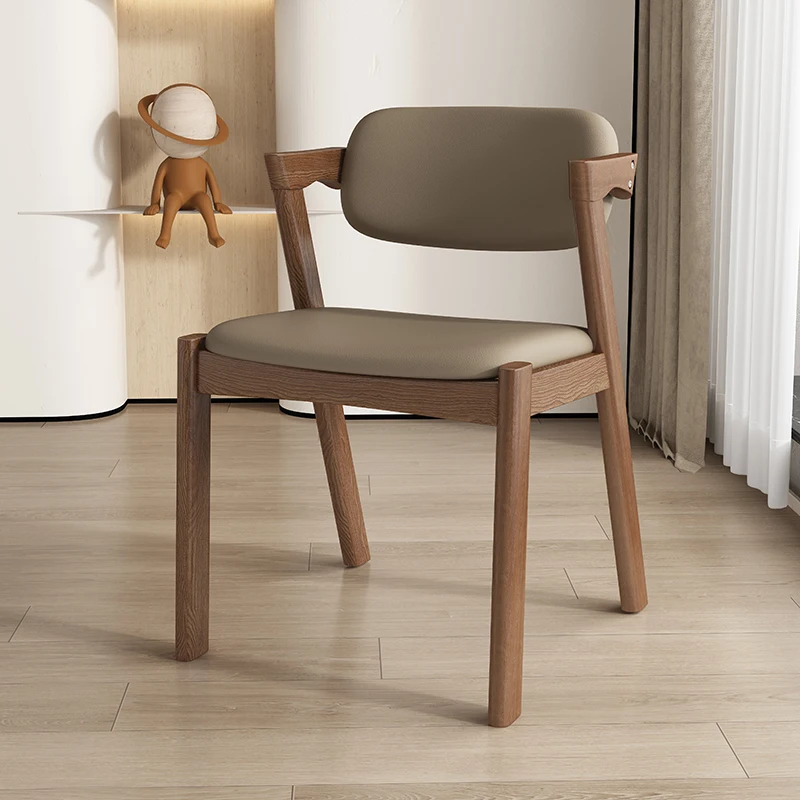 

Nordic solid wood dining chair, simple and modern Z-shaped chair, backrest, household soft bag coffee, milk tea hot pot shop, ca