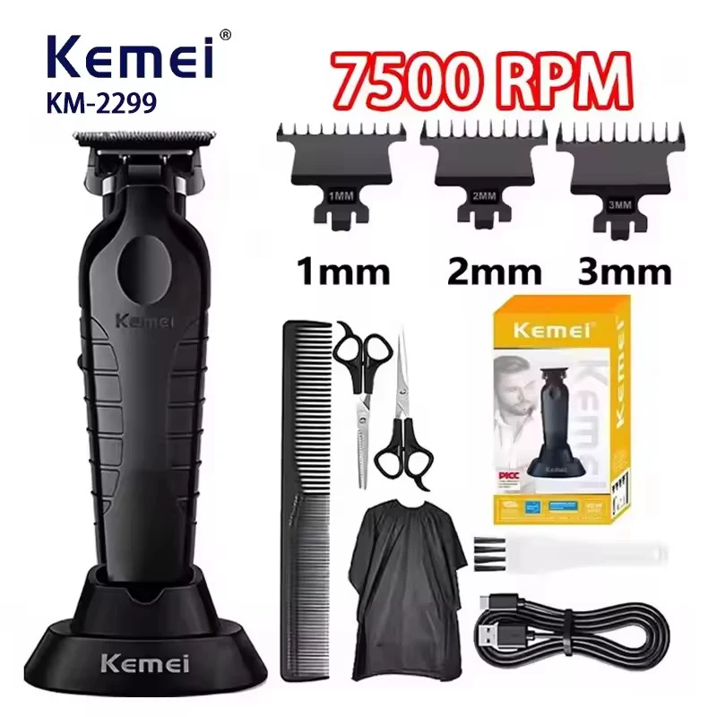 Kemei KM-2299 Professional Hair Clipper and Trimmer Kit for Men Cordless Hair Clipper Haircut Kit Beard T Contour Trimmer Kit