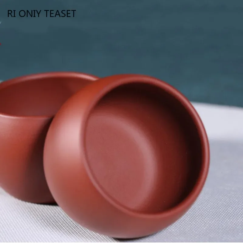 2 Pcs/set Yixing Purple Clay Teacup Handmade Tea Bowl Pu\'er Master Cup Chinese Tea Set Accessories Dahongpao Authentic 80ml