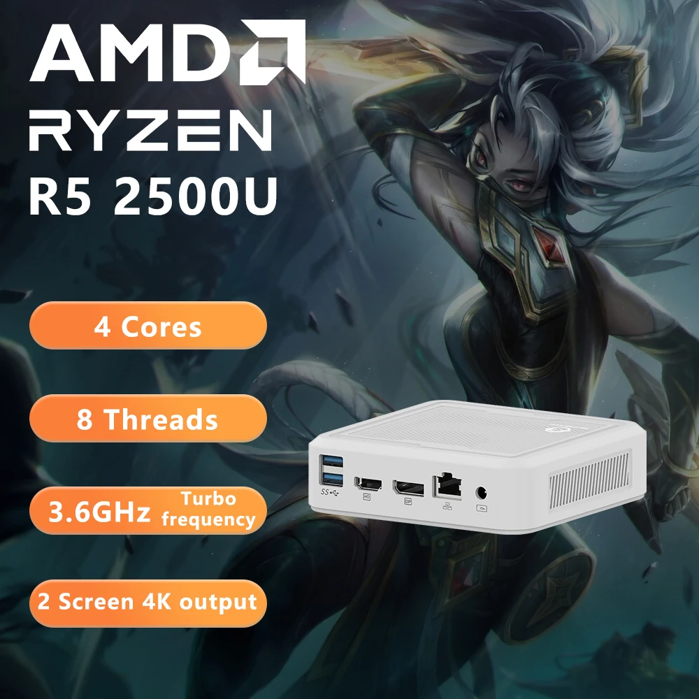 Genmachine AMD Li2000 2500U 2700U 3550H 3750H Mini PC Windows 11 DDR4 3200Mhz M..2 2280 NVME Wifi5 Bluetooth 4.2 PC da gioco