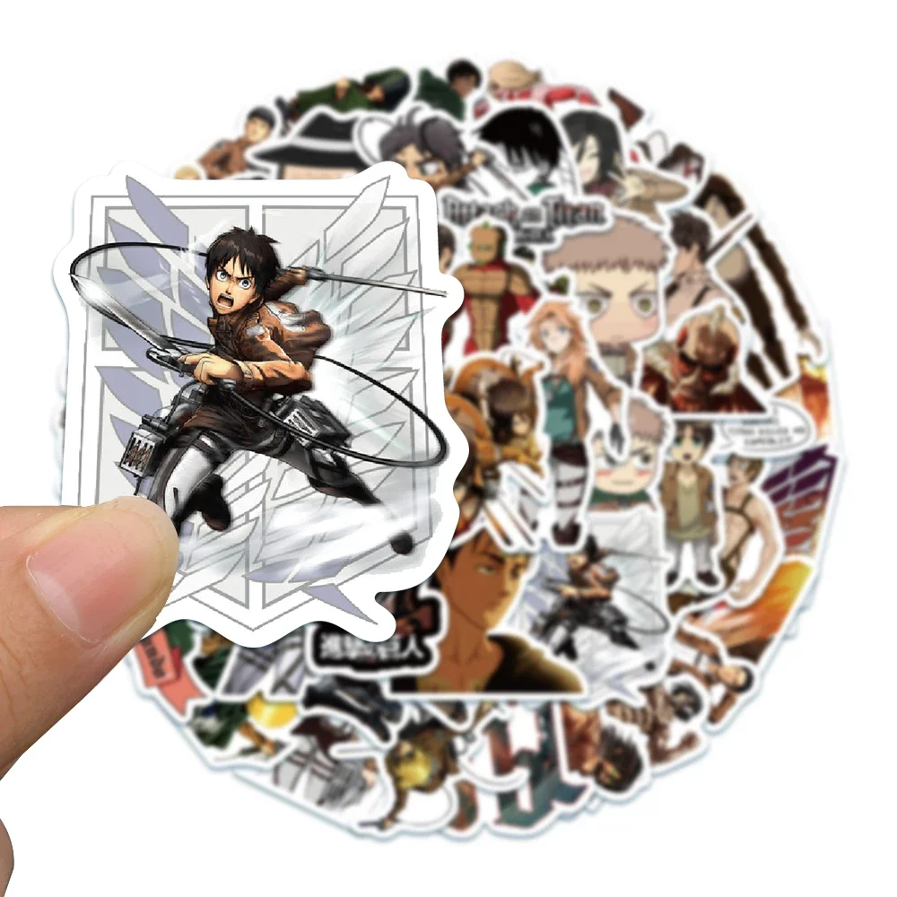 50PCS Attack on Titan Anime Stickers Cartoon Decal Kids Toy Skateboard Motorcycle Laptop Phone Bike Car Waterproof Sticker