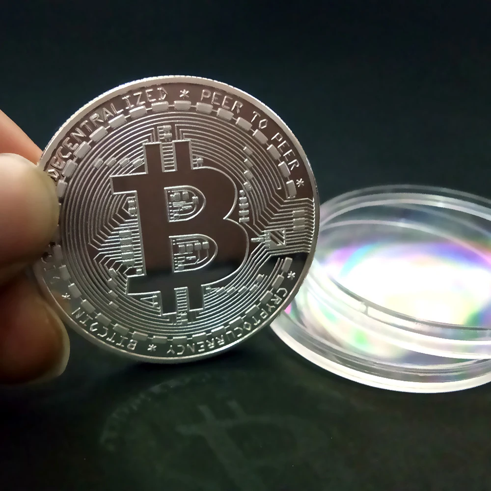 الفضة مطلي بيتكوين عملة تحصيل الفن جمع هدية المادية تذكارية Casascius تشفير عملة معدنية العتيقة التقليد