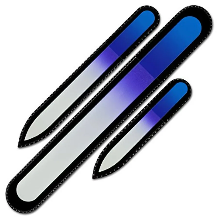

Glass Nail File - Mont Bleu Premium Set of 3 Crystal Nail Files in Pouch - Handmade Gifts - Best Glass Nail Files for Natural N