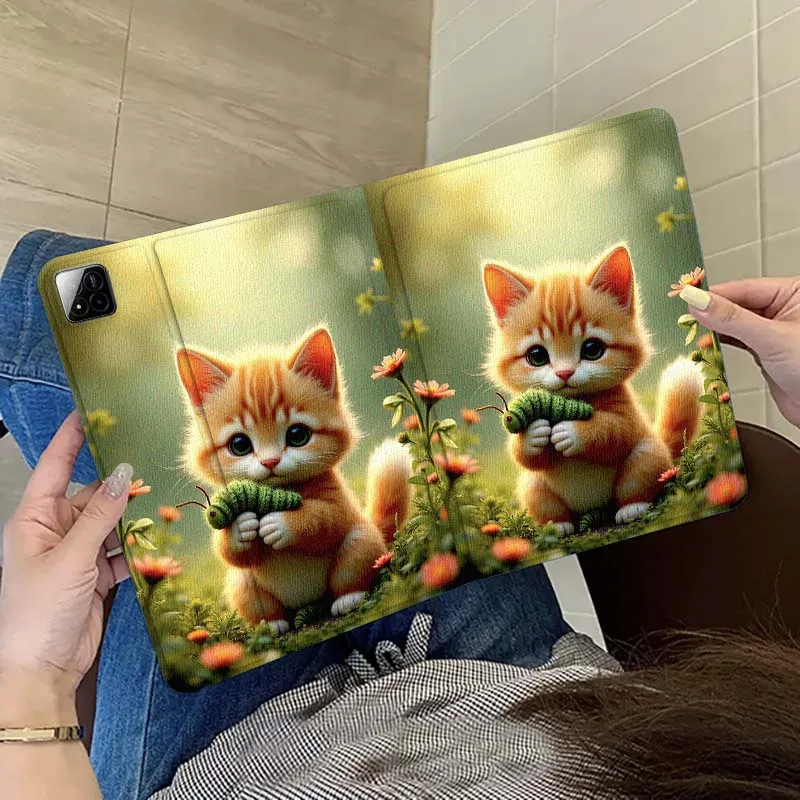 

Cartoon Ginger Cat Caterpillar Tablet Case For Xiaomi Redmi Mi Pad 5 6 6s 7 SE Pro Max Ultra 12.4 12.5 14 inch