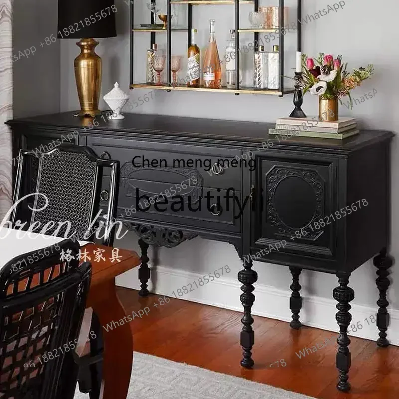 178CC French solid wood entrance cabinet against the wall locker retro multi-functional side cabinet