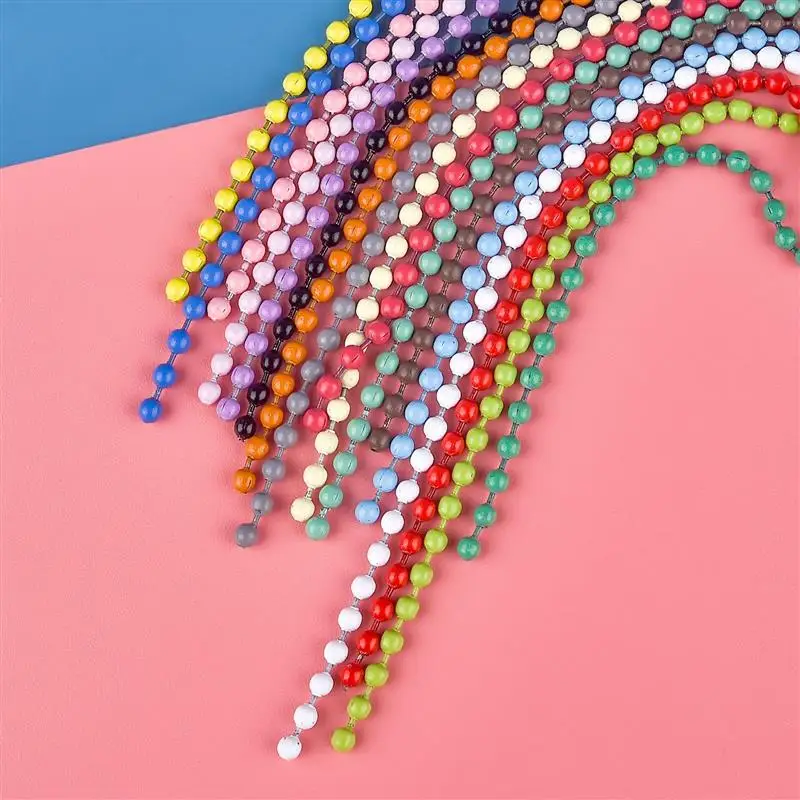 20pcs/Lot 12cm Iron Colorful Ball Bead Chain Fits KeyRing Key Chain Dolls Label Hand Tag Connector DIY Jewelry Making Supplies