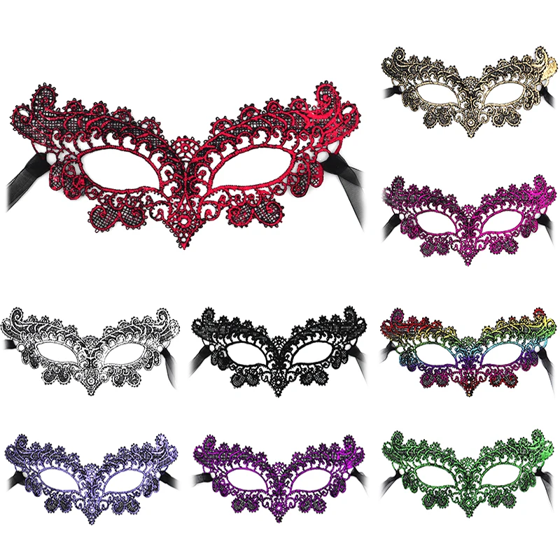 Halloween Cosplay Eye Masks Half Face Fancy Dress Ball Lace Lensless Eyeglass Masquerades Party Supplies Props